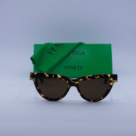 Bottega Veneta BV1265S 002 Cat Eye Sunglasses - Havana/Gold/Brown